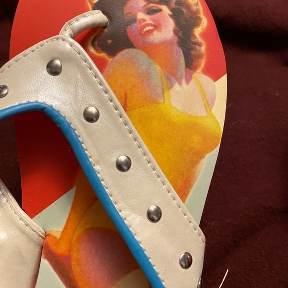 Flip flop KICK BACKS VINTAGE RETRO PIN UP SZ 7/8 - Picture 10 of 11
